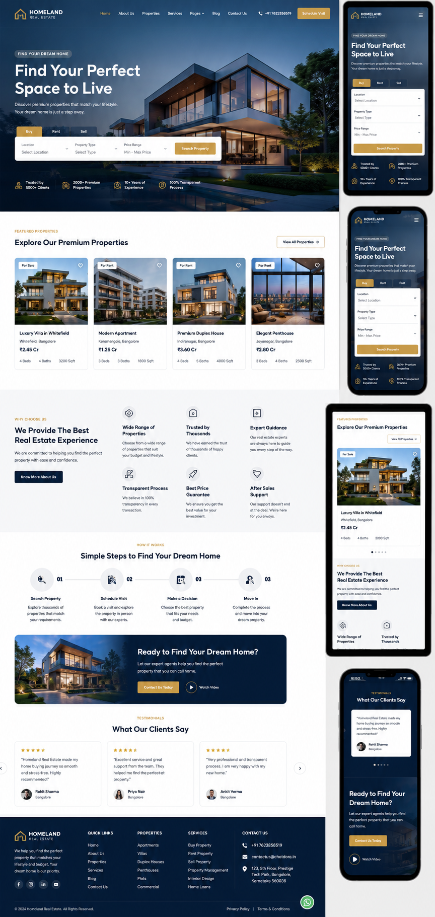 Real estate website template preview image