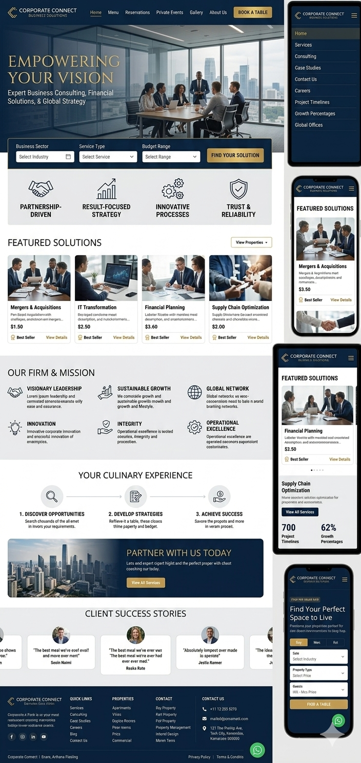 Restaurant website template preview image